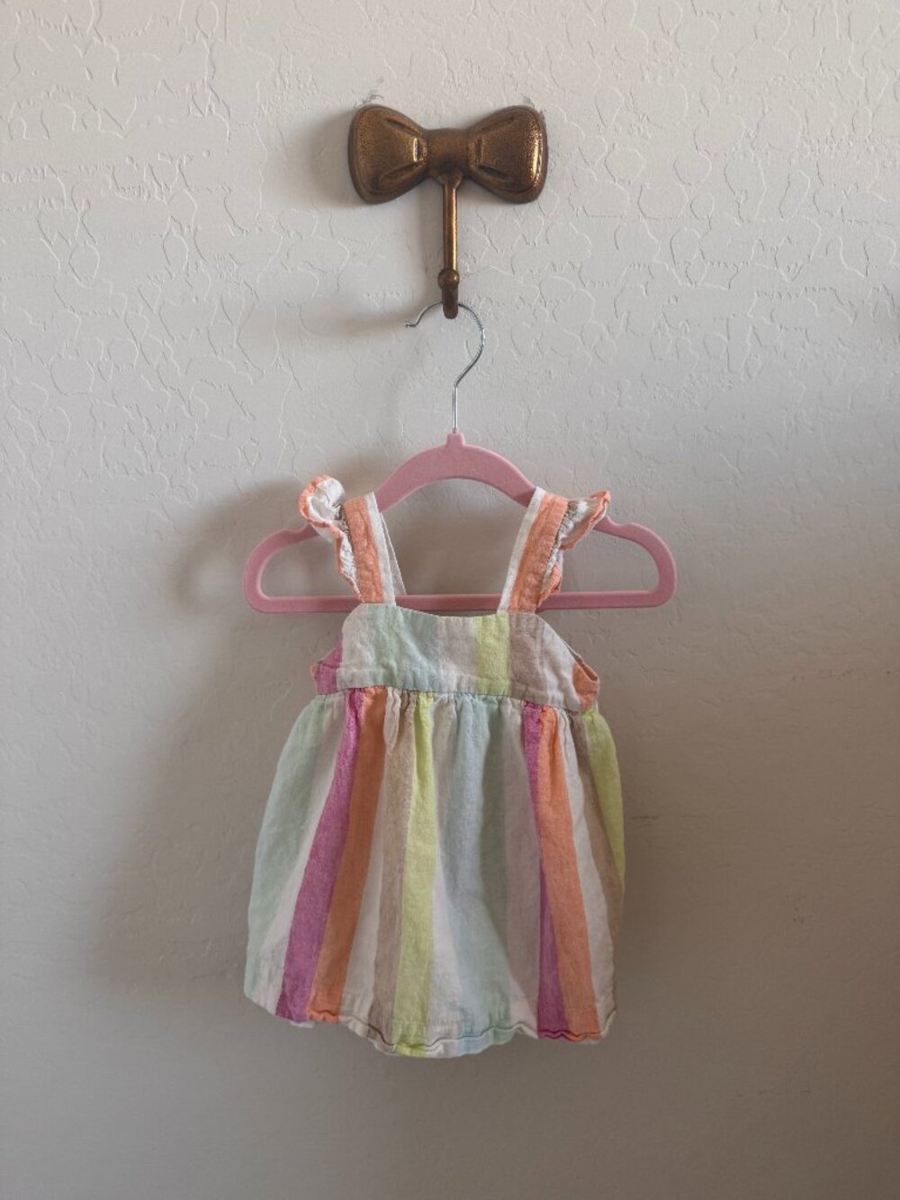 Gap rainbow stripe ruffle strap summer dress